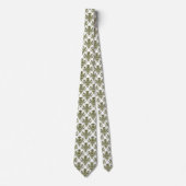 Cravate Damask 02 Motif - Olive profond sur blanc (Devant)