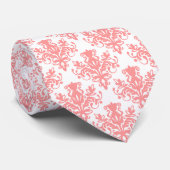 Cravate Damask 02 Motif - Rose doux sur blanc (Roulé)