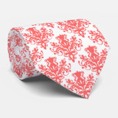 Cravate Damask 02 Motif - Tropical Pink on White (Roulé)