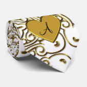 Cravate Damassé de Marocain d'or blanc de monogramme (Roulé)