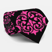Cravate Damassé de roses indien et de noir (Roulé)
