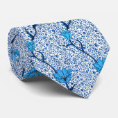 Cravate Damassé de tulipe de Nouveau d'art, bleu de cobalt (Roulé)