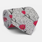 Cravate Damassé, gris et rouge de tulipe de Nouveau d'art (Roulé)