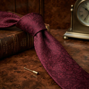 Cravate Damassé jacquard tonal burgundy