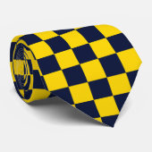 Cravate Damier Bleu Marine et Jaune Doré (Roulé)