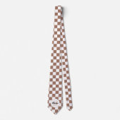Cravate Damier cases marron moka blanc rétro Monogramme (Devant)
