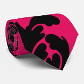 Cravate damon noir sur framboise gras (Roulé)