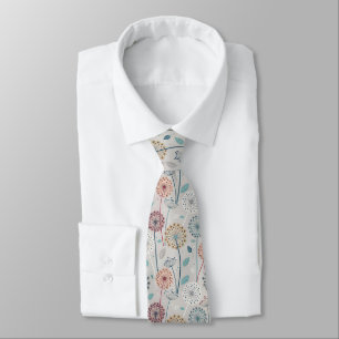 Cravate Dandelion Whimsical - Rouge, Jaune, Blanc & Turquo