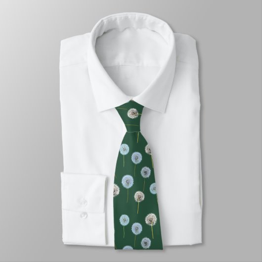 Cravate Dandelions Fleurs Dandelion Horloges Blanc, Vert (Attaché)