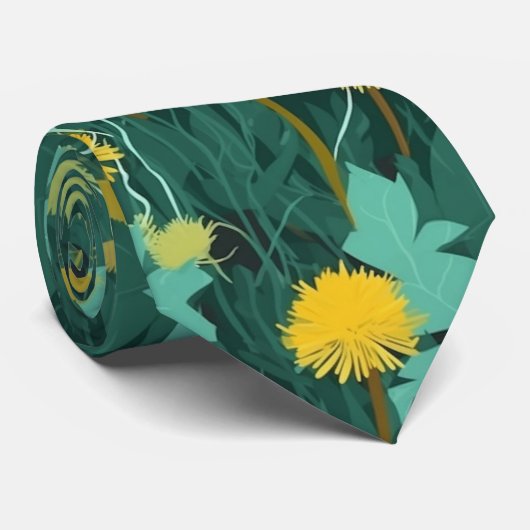 Cravate Dandelions jaunes d'été (Roulé)