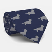 Cravate Dandie Dinmont Terrier Silhouettes Motif bleu (Roulé)