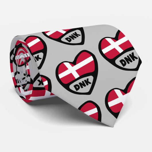 Cravate Danemark Code Pays Drapeau Insigne Coeur Pin, DNK (Roulé)