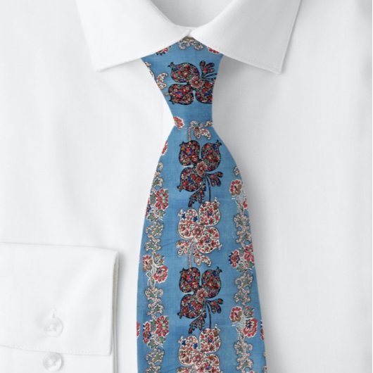 Cravate d'Angleterre Floral Bleu Strial