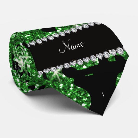 Cravate Danse de salon verte nommée faite sur commande de (Roulé)