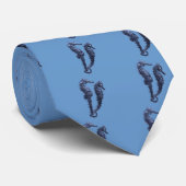 Cravate Danse Des Chevaux De Mer (Bleu) (Roulé)