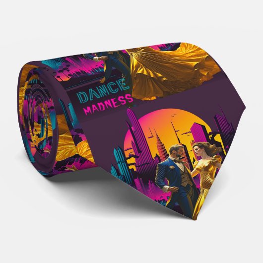 Cravate Dansez Madness Couple dans les rues de Neon City (Roulé)