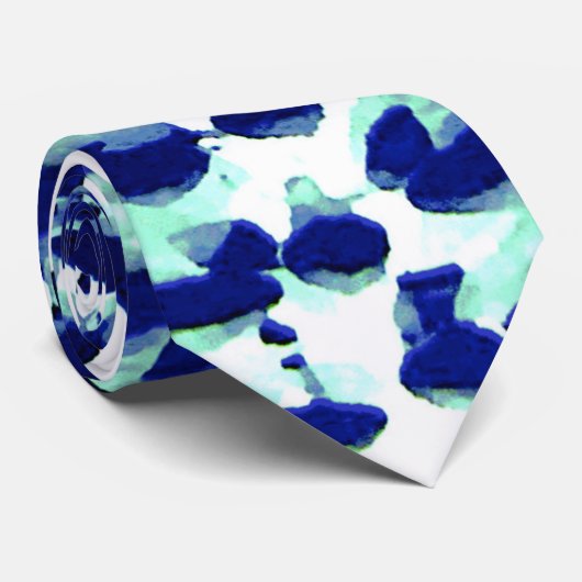 Cravate d'aquarelle bleu vert Abstrait (Roulé)