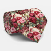 Cravate d'aquarelle Burgundy Deep Red Roses (Roulé)