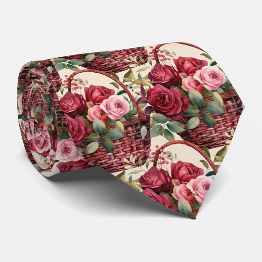 Cravate d'aquarelle Burgundy Deep Red Roses (Roulé)