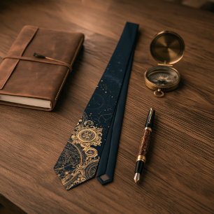 Cravate Dark Academia Vintage Céleste Étoile Bleu de Minui