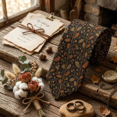 Cravate Dark Brown Oak Leaf Damask