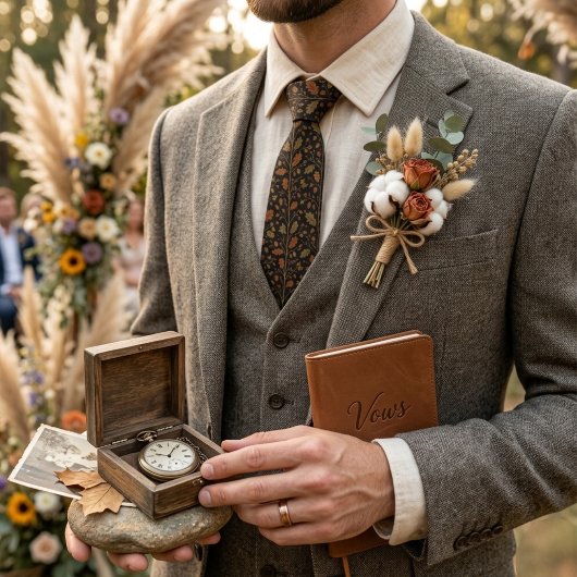 Cravate Dark Brown Oak Leaf Damask