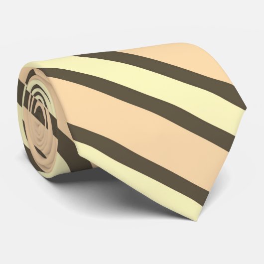 Cravate Dark Brown , Pale Orange And Yellow Stripes (Roulé)