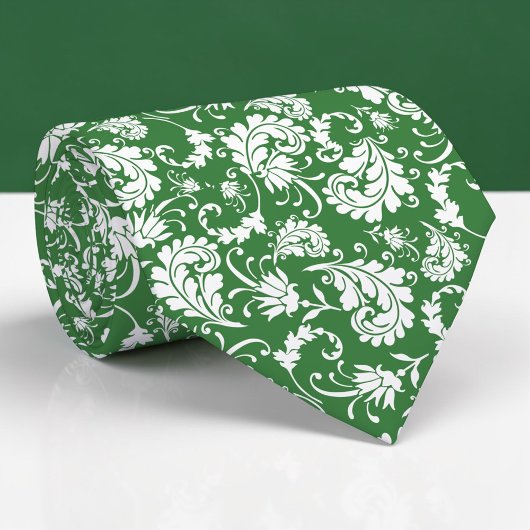 Cravate Dark Green Floral Pattern Custom Necktie