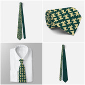 Cravate Dark Green Tie with Gold Bird Pattern
