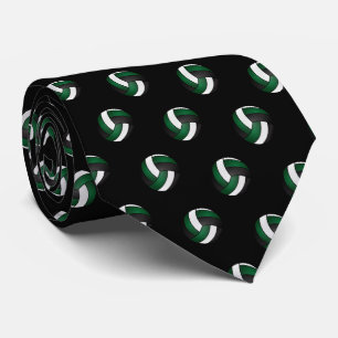 Cravate Dark Green, White and Black Volleyball