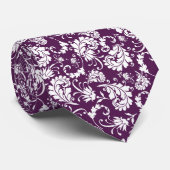 Cravate Dark Purple Floral Pattern Custom Necktie (Roulé)
