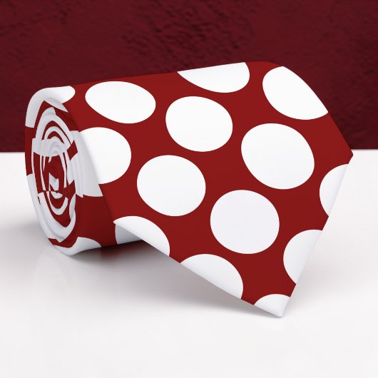 Cravate Dark Red Jumbo Polka Dots Custom Necktie