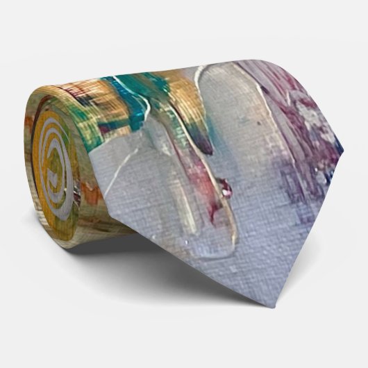 Cravate d'art Abstrait avec or et argent (Roulé)