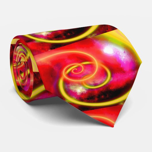 Cravate d'art Abstrait rouge original (Roulé)