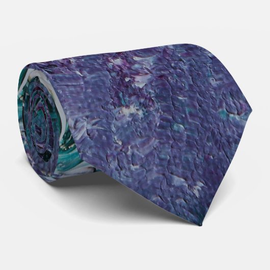 Cravate d'art Abstrait violet et vert funky (Roulé)