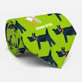 Cravate d'art : Cravate noire de vert de chien et (Roulé)
