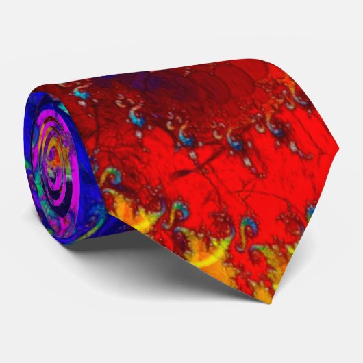 Cravate d'art fractal tourbillon arc-en-ciel (Roulé)