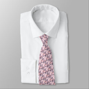 Cravate d'art moderne Gris & Rose Fractal Gem