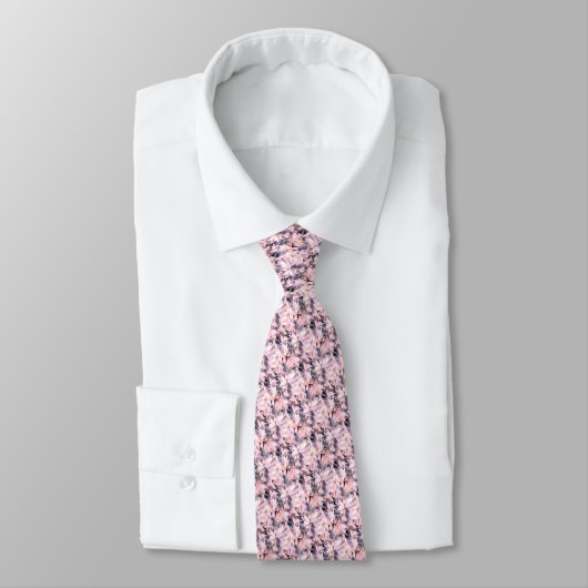 Cravate d'art moderne Gris & Rose Fractal Gem (Attaché)