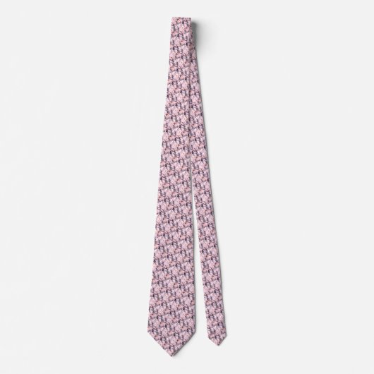 Cravate d'art moderne Gris & Rose Fractal Gem (Devant)