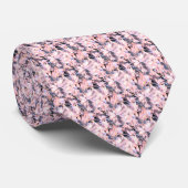 Cravate d'art moderne Gris & Rose Fractal Gem (Roulé)