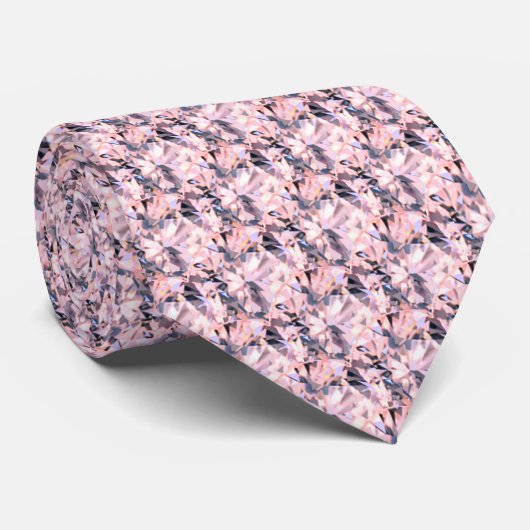 Cravate d'art moderne Gris & Rose Fractal Gem (Roulé)