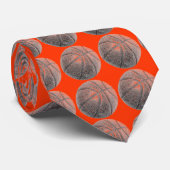 Cravate d'art pop orange de basket-ball (Roulé)