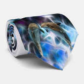 Cravate Dauphins et cristaux fractaux (Roulé)