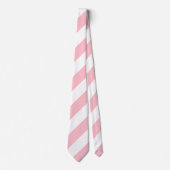 Cravate de bandes diagonales rose et blanc (Devant)