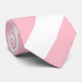 Cravate de bandes diagonales rose et blanc (Roulé)
