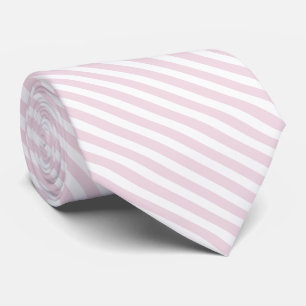 Cravate de bandes diagonales rose et blanc doux