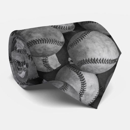 Cravate de baseball noir et blanc (Roulé)