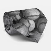 Cravate de baseball noir et blanc unique (Roulé)