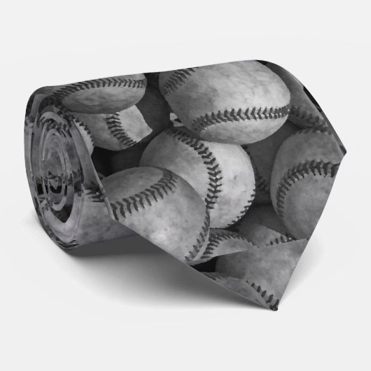 Cravate de baseball noir et blanc unique (Roulé)